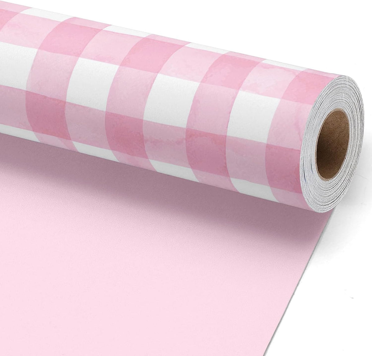 Pink Gingham Wrapping Paper, Baby Girl Shower Gift Wrap