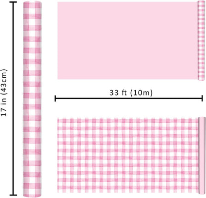 Pink Gingham Wrapping Paper, Baby Girl Shower Gift Wrap