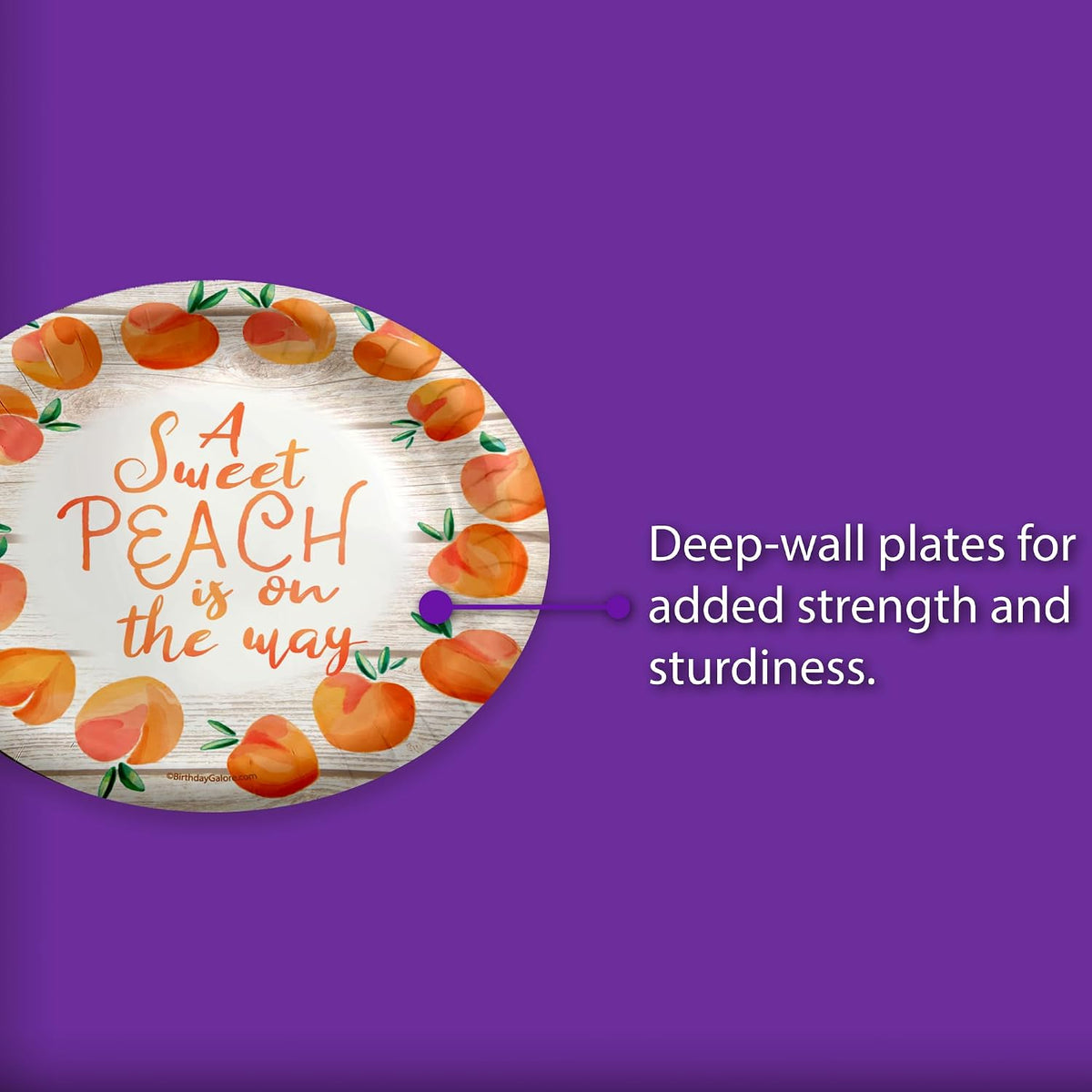 Sweet Peach on the Way Gender Reveal Baby Shower – 32 Pieces Large 9" Round Disposable Paper Plates – Ideal for Vibrant, Bright Themes, Celebrations, Party Decorations & Special Events