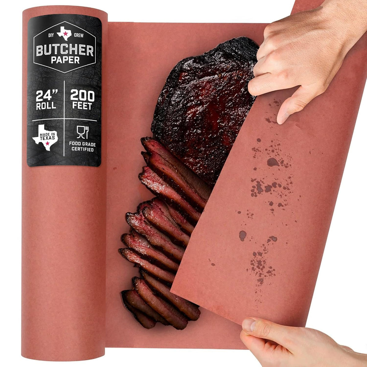 DIY CREW 24" x 200' - Pink Butcher Paper Roll, Food-Grade, Made in USA
