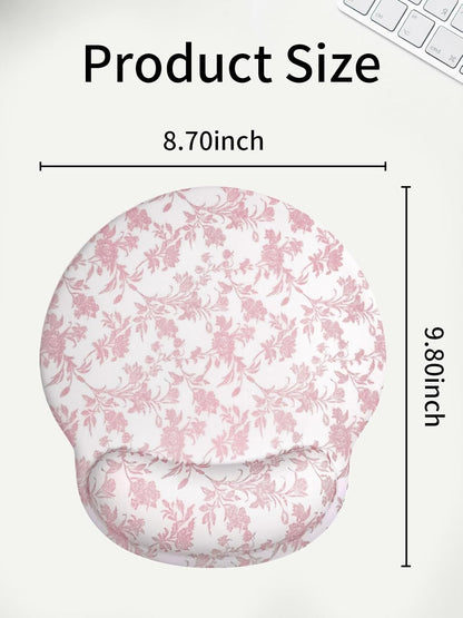 Cute Sage Pink Floral Mouse Pad with Gel Wrist Support Mouse Pad,Ergonomic Aesthetic,Comfort Mousepad for Office Work Computer,Pain Relief Mousepad with Non-Slip Silicone Base,Blooming Flower