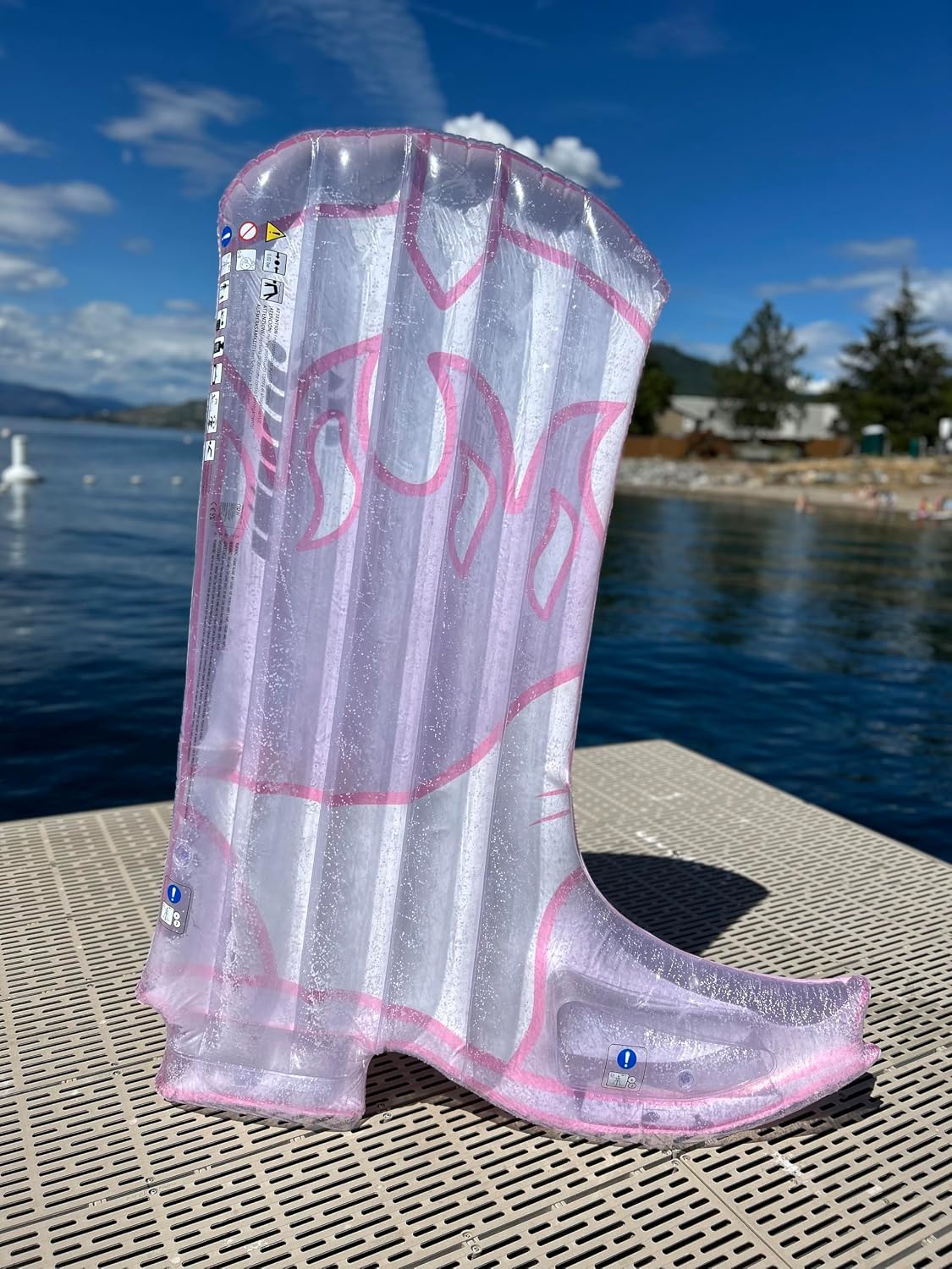 Cowgirl Boot Inflatable Pool Float – Pink Cowboy Boot Raft for Summer Pool Parties, Girls’ Trips & Bachelorette