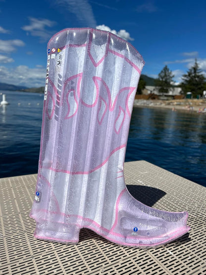 Cowgirl Boot Inflatable Pool Float – Pink Cowboy Boot Raft for Summer Pool Parties, Girls’ Trips & Bachelorette