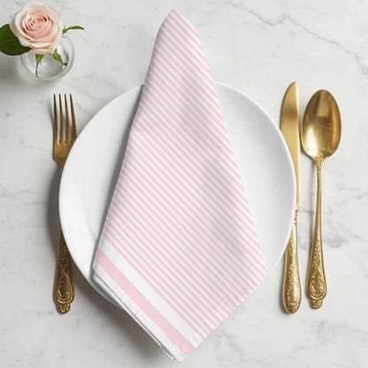 Cloth Napkins 20 x 20 Inch Pink Stripe Soft Absorbent Dinner Napkins Stripe Pink White Washable Reusable Kitchen Napkin Sets for Parties Wedding Restaurant Hotel