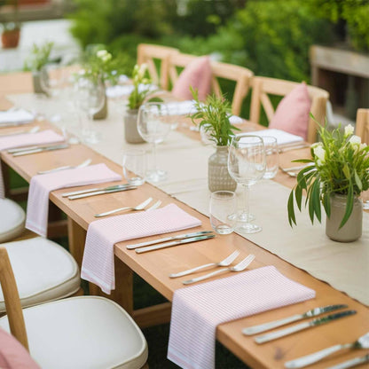Cloth Napkins 20 x 20 Inch Pink Stripe Soft Absorbent Dinner Napkins Stripe Pink White Washable Reusable Kitchen Napkin Sets for Parties Wedding Restaurant Hotel