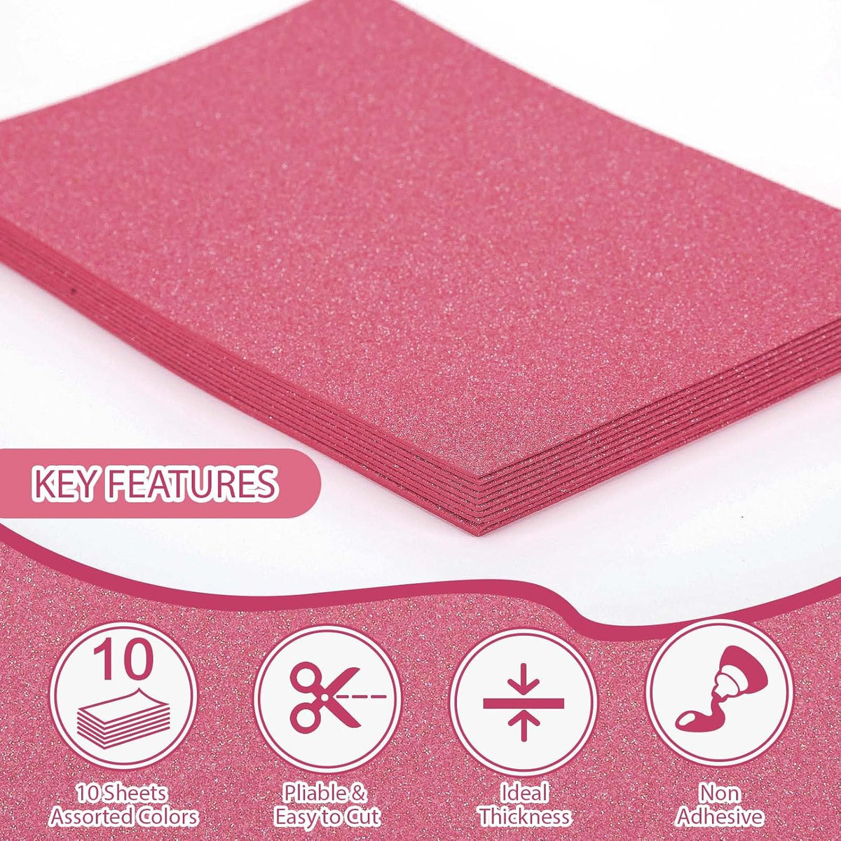 10 Pack Glitter Foam Sheets Craft 8 x 12 inch (Peach Pink)