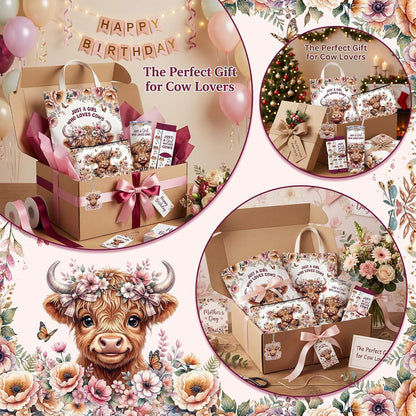 6 Pcs Highland Cow Gifts for Women, Pink & Peach