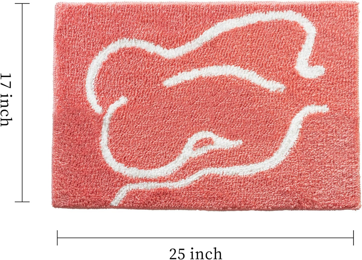 Minimalist Coral Abstract Line Art Woman Bathroom Mat, 17"x25" Extra Soft and Absorbent Microfiber Bath Rug, Non-Slip TPR Back, Plush Shaggy Bath Carpet for Floor
