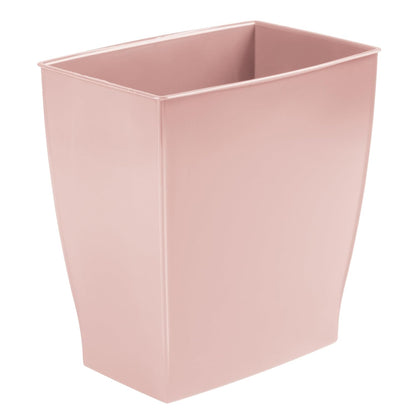 Small Plastic Bathroom Trash Can, Slim Rectangle Garbage Bin, Pink