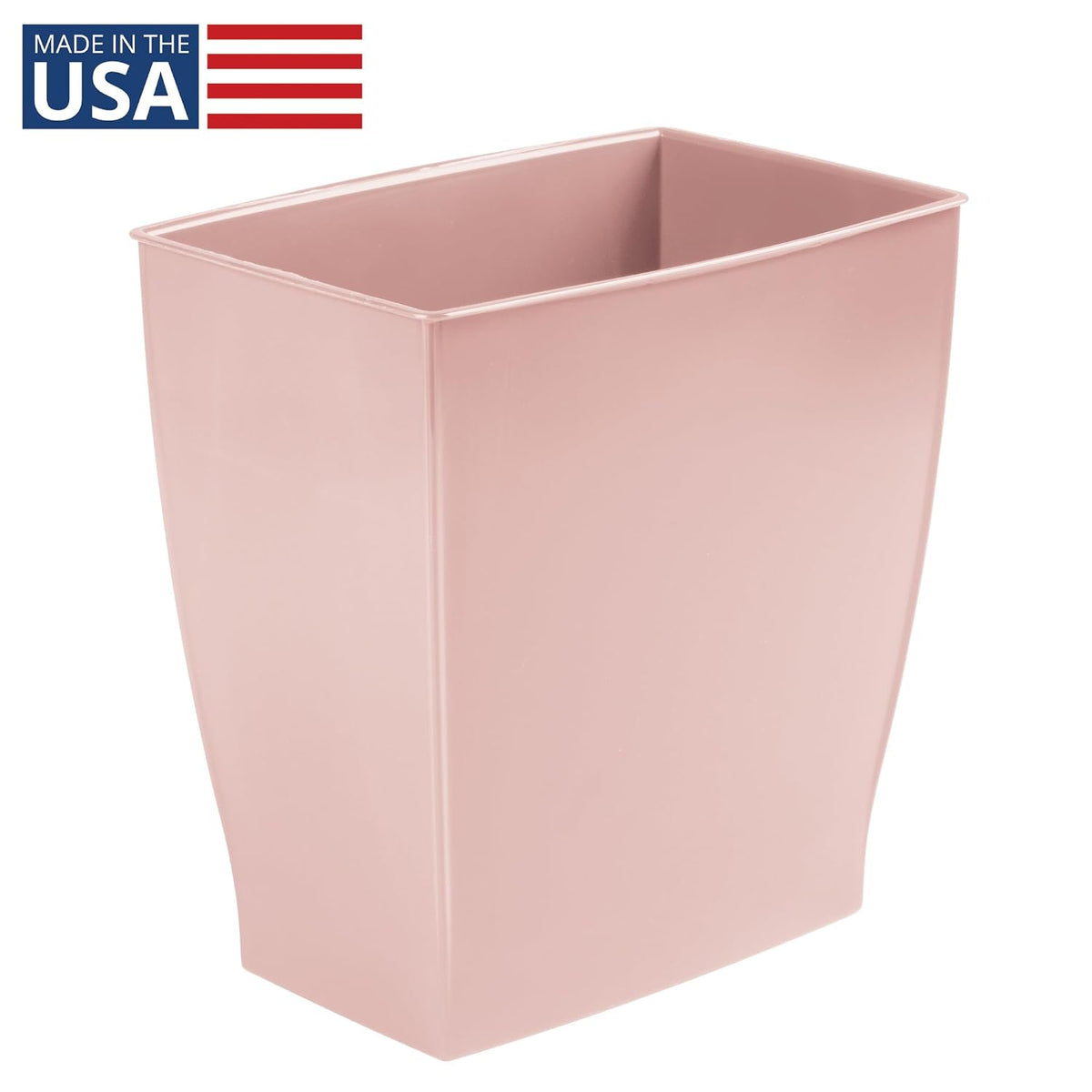 Small Plastic Bathroom Trash Can, Slim Rectangle Garbage Bin, Pink