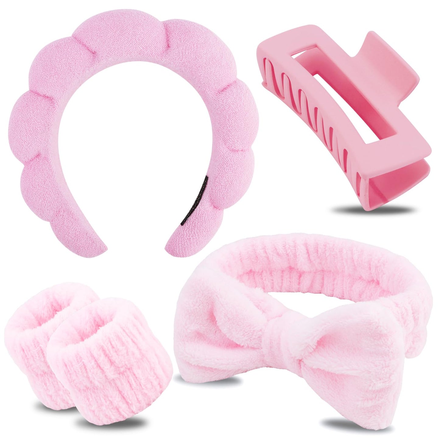 Spa Headband, Makeup Accessory, Face Washing Wrist Bands, Teen Girl Gifts Trendy Stuff, Pink Cute Hair Accessories