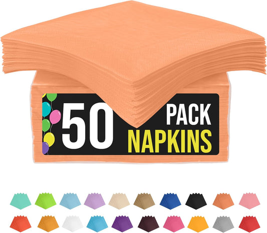 Party Solids Peach Napkins Disposable Everyday 50 Pcs 2 Ply Peach Cocktail Napkins Paper Everyday For Parties & Party Supplies