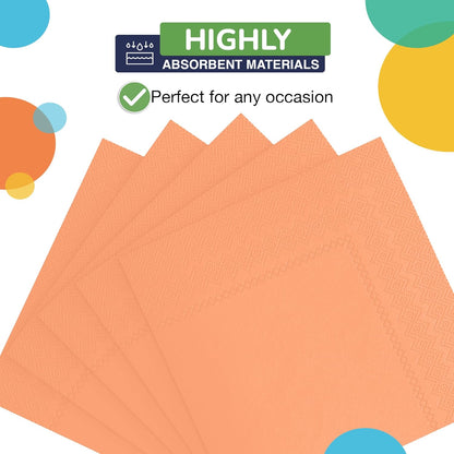 Party Solids Peach Napkins Disposable Everyday 50 Pcs 2 Ply Peach Cocktail Napkins Paper Everyday For Parties & Party Supplies