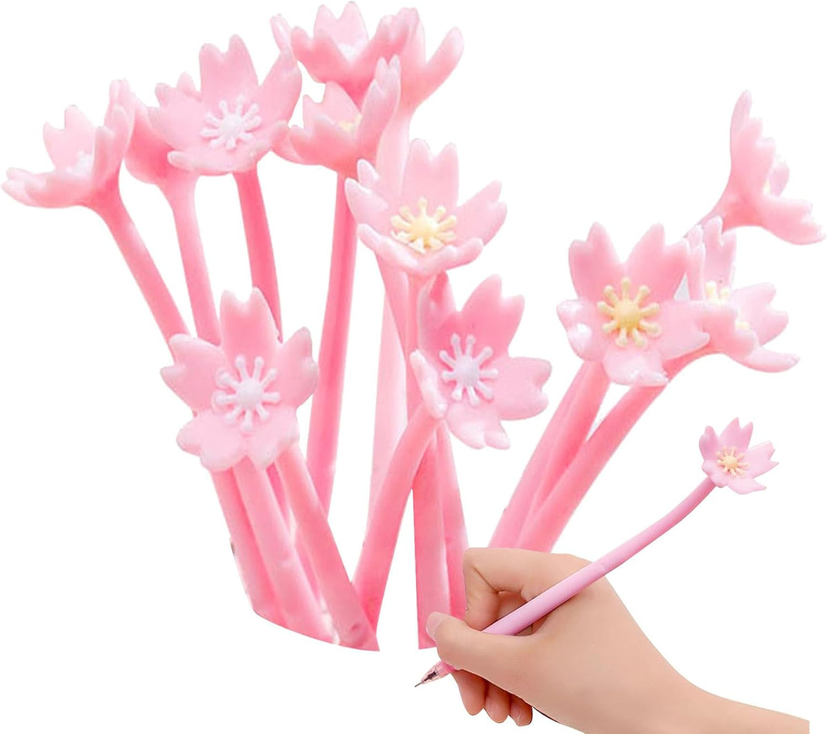 12pcs Pretty Sakura Pens Pink Cherry Gel Ink Pens Cute Novelty with Black Ink for Mother's Day Gift Nurses Women Students Teacher Classroom Office Supplies