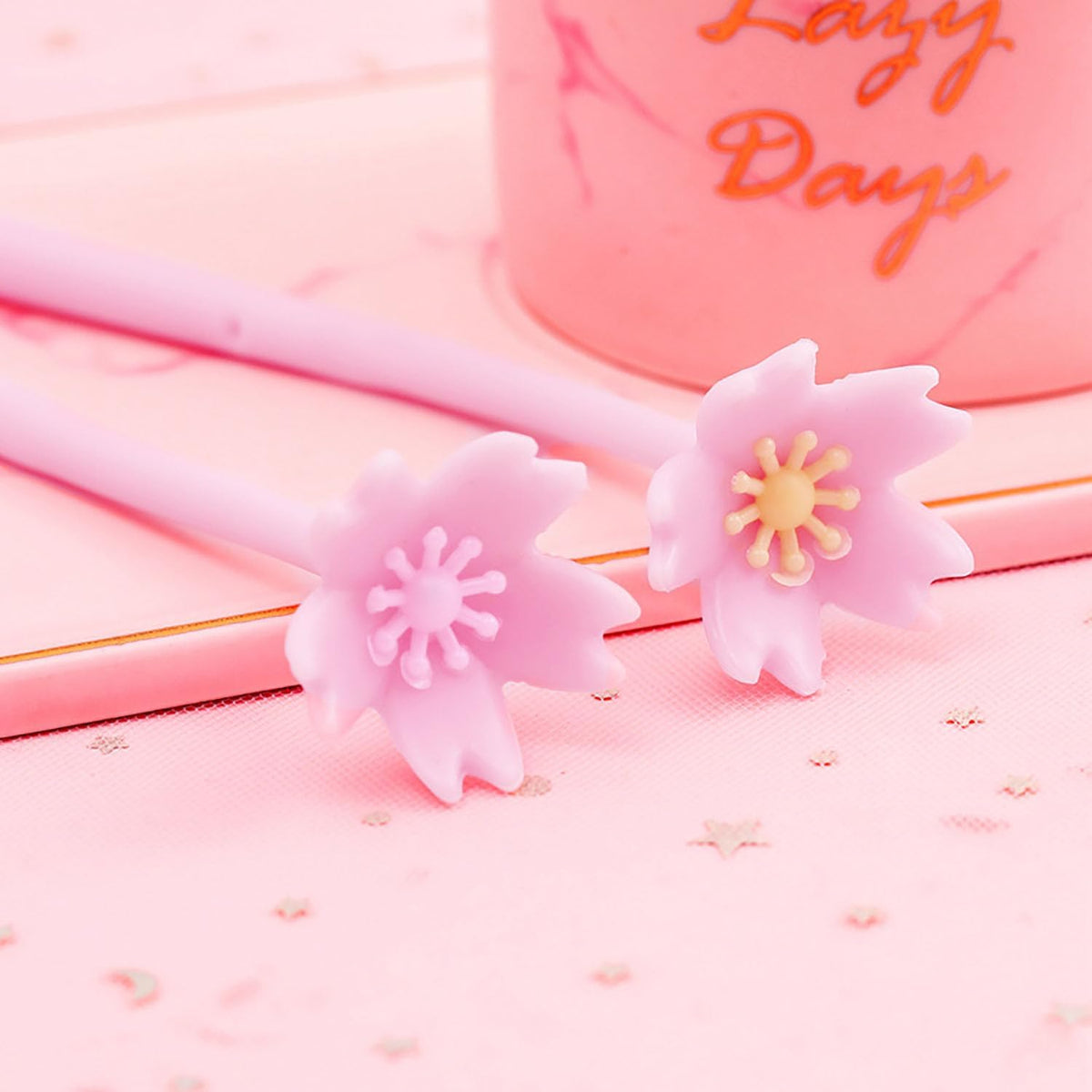 12pcs Pretty Sakura Pens Pink Cherry Gel Ink Pens Cute Novelty with Black Ink for Mother's Day Gift Nurses Women Students Teacher Classroom Office Supplies