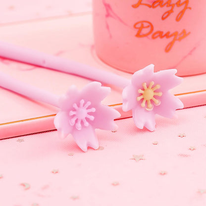 12pcs Pretty Sakura Pens Pink Cherry Gel Ink Pens Cute Novelty with Black Ink for Mother's Day Gift Nurses Women Students Teacher Classroom Office Supplies