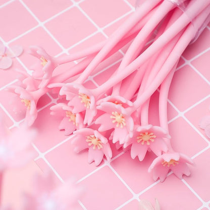 12pcs Pretty Sakura Pens Pink Cherry Gel Ink Pens Cute Novelty with Black Ink for Mother's Day Gift Nurses Women Students Teacher Classroom Office Supplies