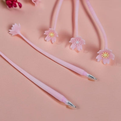 12pcs Pretty Sakura Pens Pink Cherry Gel Ink Pens Cute Novelty with Black Ink for Mother's Day Gift Nurses Women Students Teacher Classroom Office Supplies