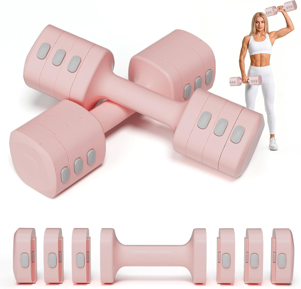 4‑in‑1 Adjustable Kettlebell Dumbbell Set 12 LBS Home Gym Weights for Women