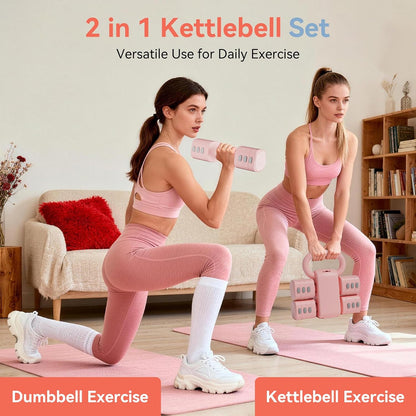 4‑in‑1 Adjustable Kettlebell Dumbbell Set 12 LBS Home Gym Weights for Women