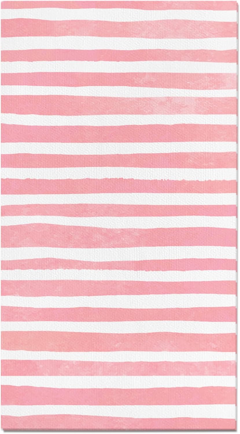 200PCS Pink and White Stripe Guest Napkins, 2 Ply Disposable Paper Pack, Striped Dinner Hand Napkin for Bathroom Powder Room Wedding Holiday Bridal & Baby Shower Decorative Towels, 4.5x8 Inch