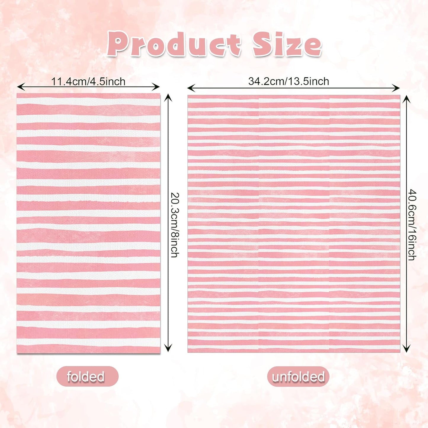 200PCS Pink and White Stripe Guest Napkins, 2 Ply Disposable Paper Pack, Striped Dinner Hand Napkin for Bathroom Powder Room Wedding Holiday Bridal & Baby Shower Decorative Towels, 4.5x8 Inch