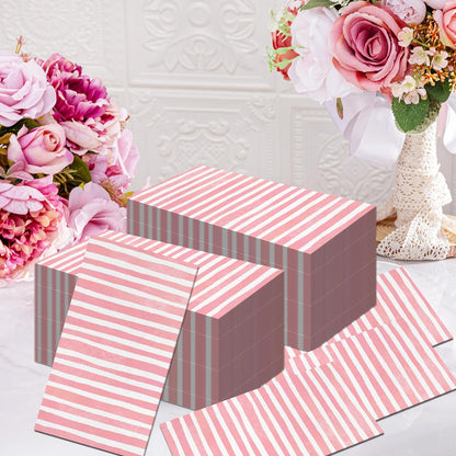 200PCS Pink and White Stripe Guest Napkins, 2 Ply Disposable Paper Pack, Striped Dinner Hand Napkin for Bathroom Powder Room Wedding Holiday Bridal & Baby Shower Decorative Towels, 4.5x8 Inch