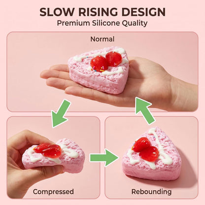 Strawberry Cake Taba Squishy Toy, Pink Fidget Slow Rising Squishy, Stress Relief Silicone Gift for Adults