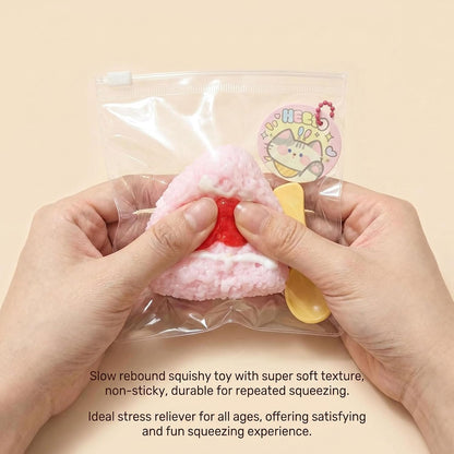 Strawberry Cake Taba Squishy Toy, Pink Fidget Slow Rising Squishy, Stress Relief Silicone Gift for Adults