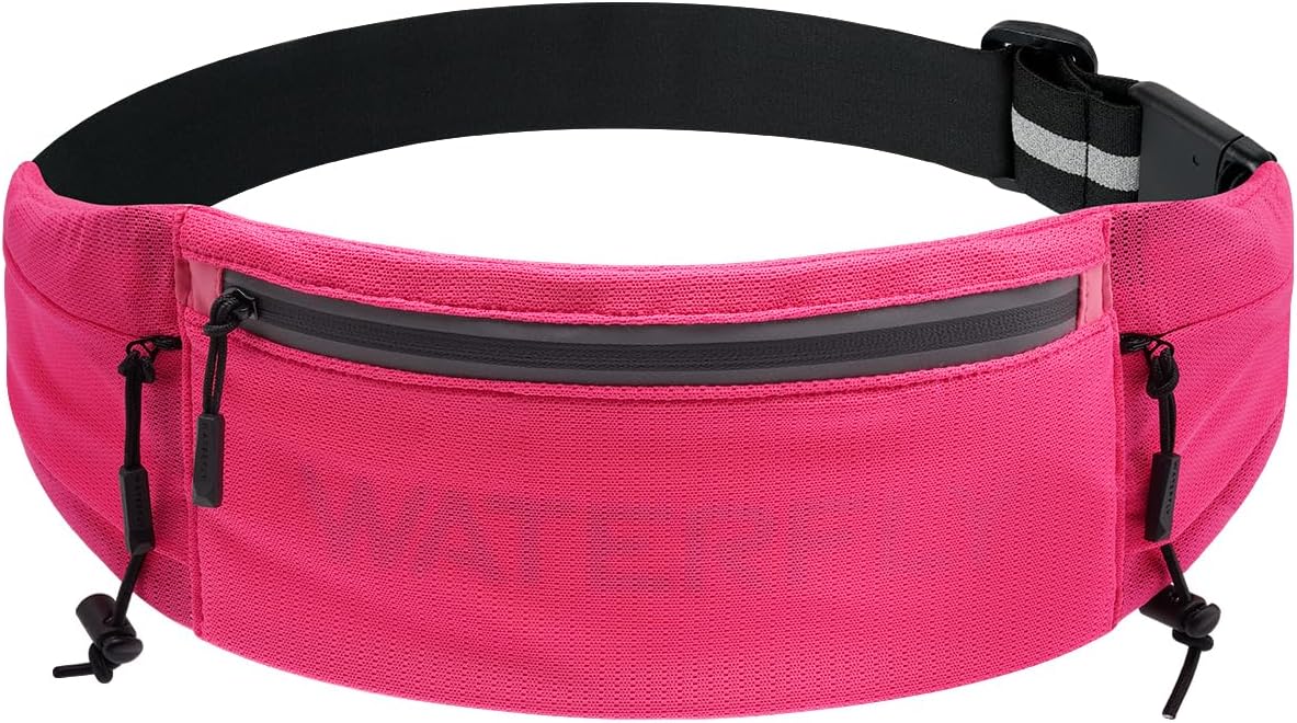 Running Belt Fanny Pack, Runner Race Belt with Bib Clip Pink