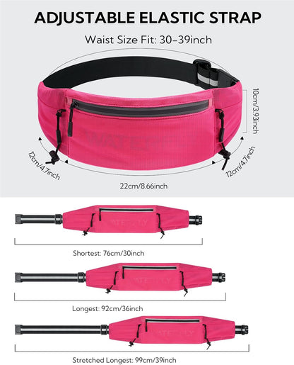 Running Belt Fanny Pack, Runner Race Belt with Bib Clip Pink