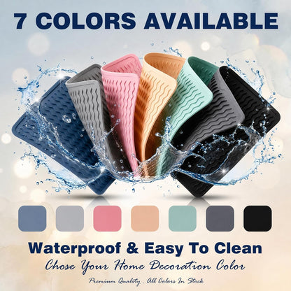 2 Pack Silicone Dish Drying Mat for Kitchen Counter Cooking Baking Liners Drawer Storage Refrigerator Espresso Machine Station Utensil Holder Washer Trivets Oven Tools 15"x11.5" Pink