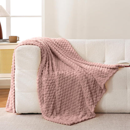 Pink Flannel Throw Blanket (50X40 inches), 300 GSM Fleece Cozy Warm Soft Lightweight Bed Sofa Blanket for Babys and Pets, Suitable for All Seasons