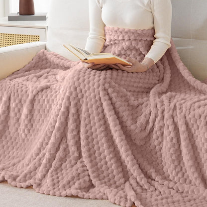 Pink Flannel Throw Blanket (50X40 inches), 300 GSM Fleece Cozy Warm Soft Lightweight Bed Sofa Blanket for Babys and Pets, Suitable for All Seasons