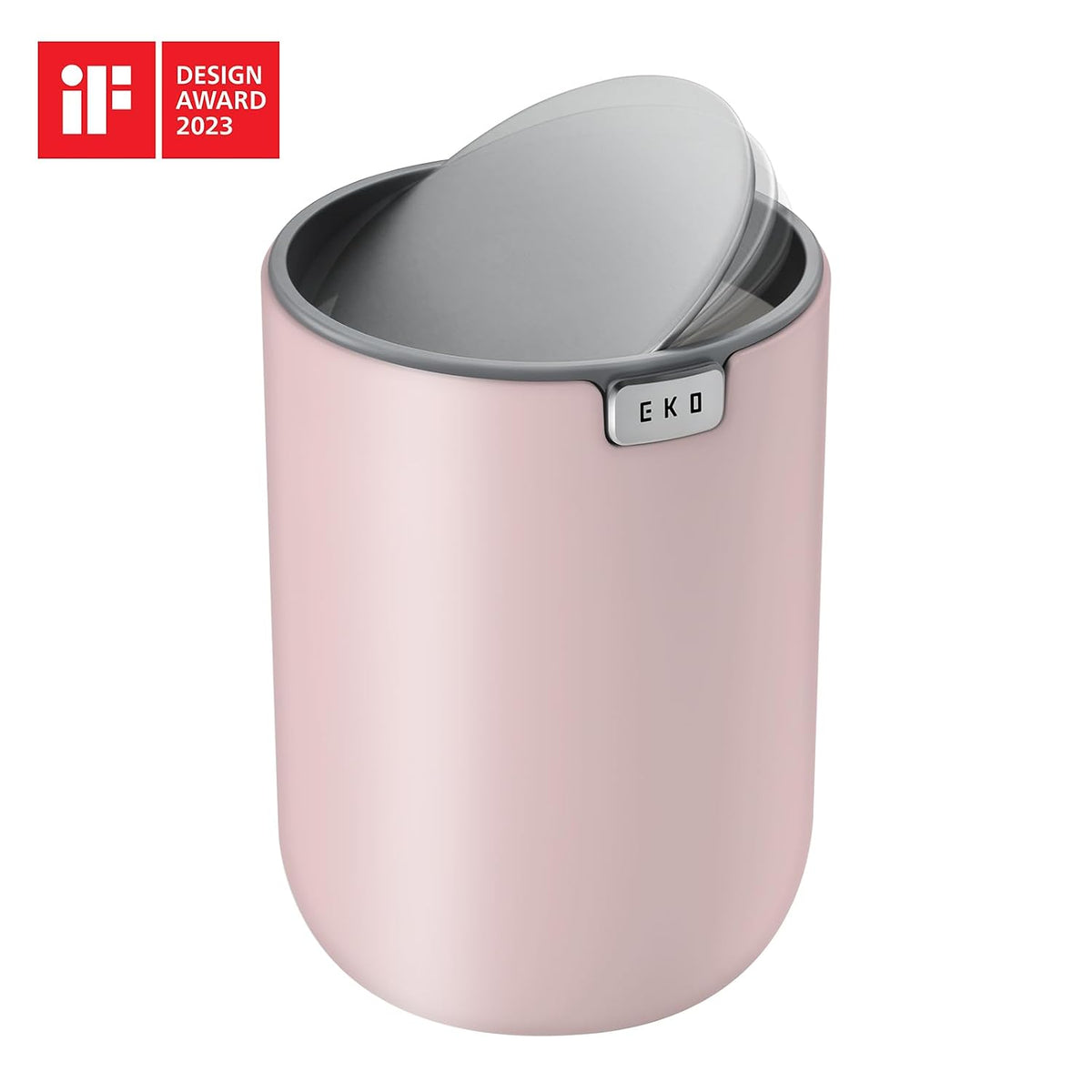 Fandy 0.4 Gal/1.5L Mini Tabletop Trash Bin with Swing-Lid, Desktop Trash Can for Bathroom Countertop, Vanity, Coffee or Office, Small Garbage Bin (Pink)
