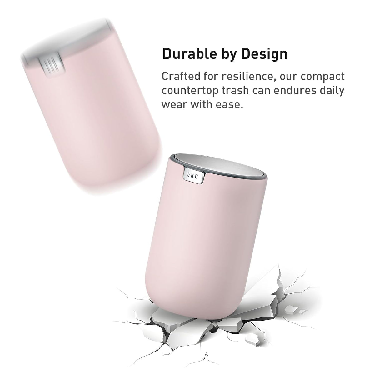 Fandy 0.4 Gal/1.5L Mini Tabletop Trash Bin with Swing-Lid, Desktop Trash Can for Bathroom Countertop, Vanity, Coffee or Office, Small Garbage Bin (Pink)