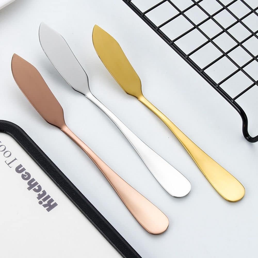 Stainless Steel Butter Knife, Cute Mini 5.7 inches Cheese Dessert Knives Breakfast Spreads Kitchen Knives for Butter Sandwiches Cheese(Rose Gold)