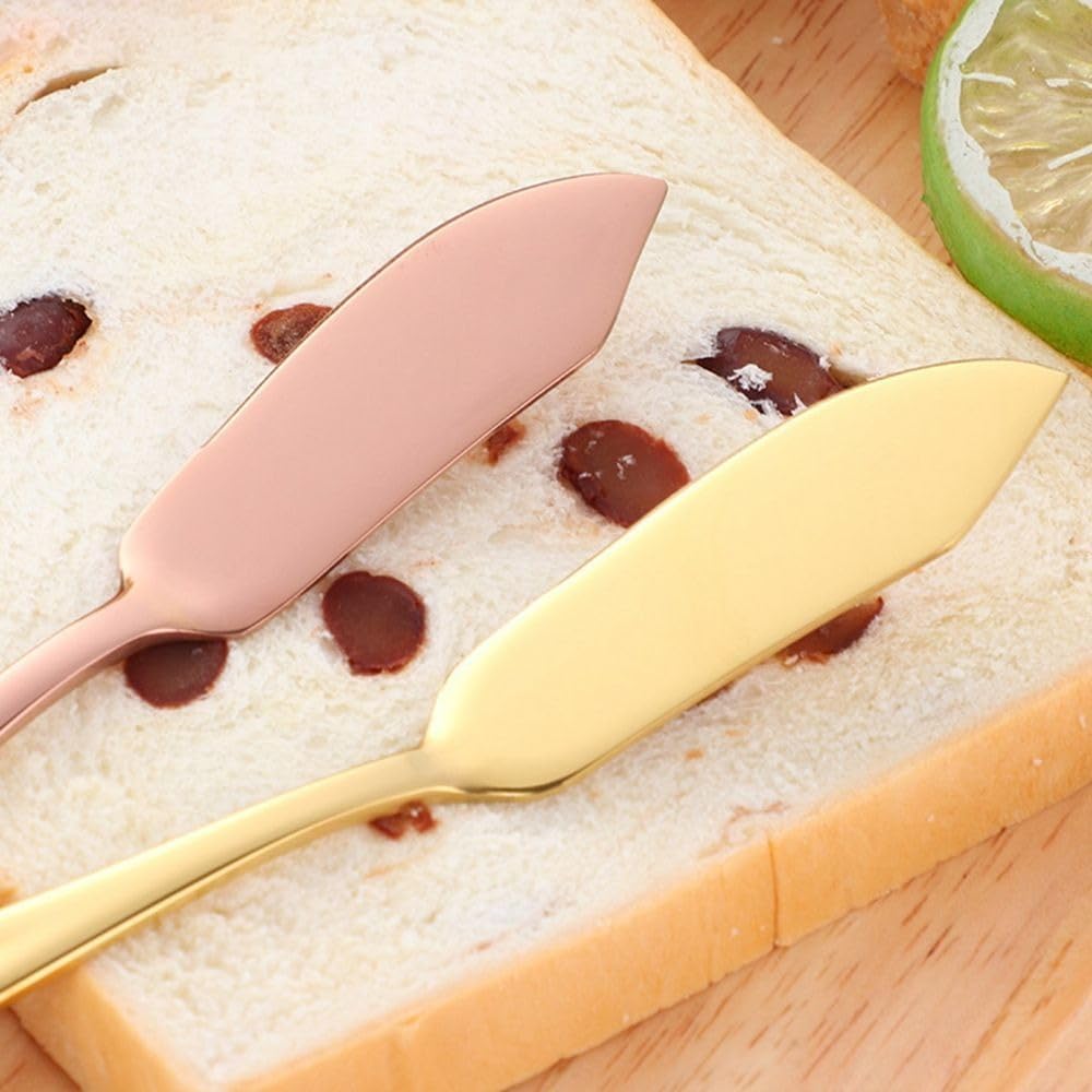 Stainless Steel Butter Knife, Cute Mini 5.7 inches Cheese Dessert Knives Breakfast Spreads Kitchen Knives for Butter Sandwiches Cheese(Rose Gold)