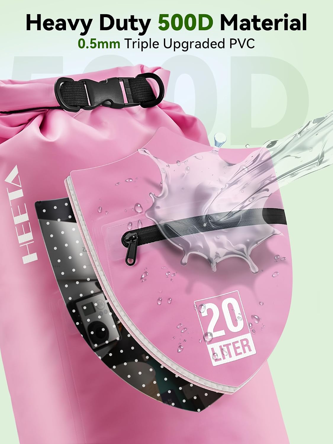 Waterproof Dry Bag Backpack with Zippered Pocket 5L/10L/20L/30L/40L