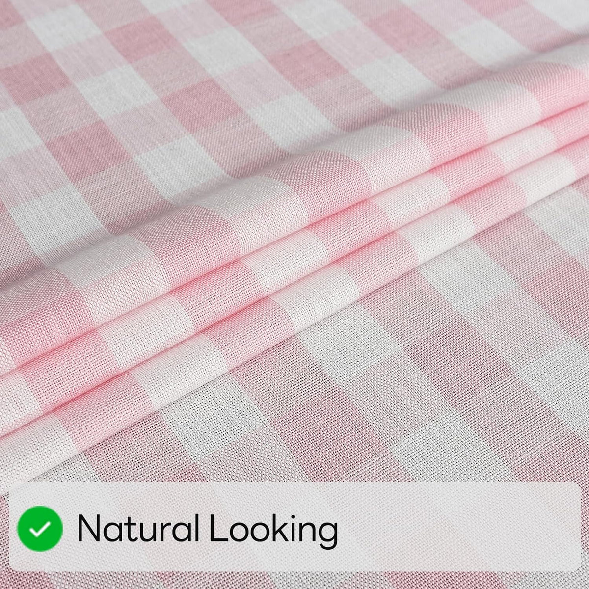 Gingham Table Cloth for Round Tables Pink Checkered Plaid Tablecloth Heavy Duty Cotton Blend Washable & Wrinkle Table Cover for Outdoor Kitchen Dining Picnic Camping (53 inch Diameter)
