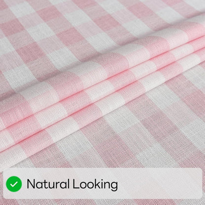 Gingham Table Cloth for Round Tables Pink Checkered Plaid Tablecloth Heavy Duty Cotton Blend Washable & Wrinkle Table Cover for Outdoor Kitchen Dining Picnic Camping (53 inch Diameter)