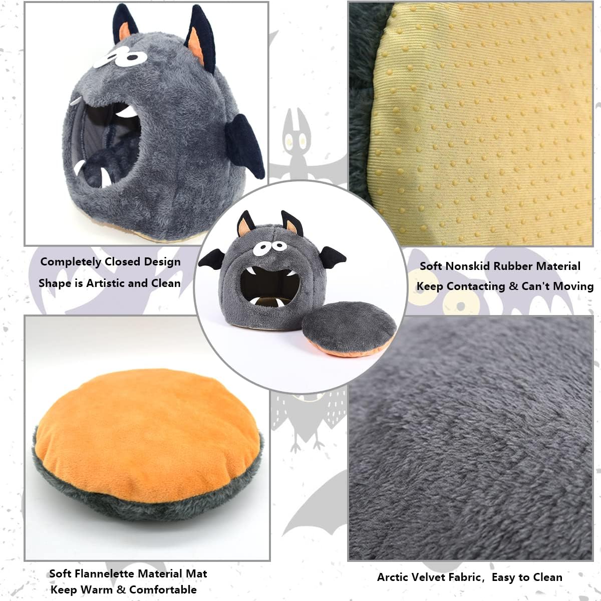 Guinea Pig Bed Hideouts Warm Small Animal Pet Beds Monster Hamster Bed House Accessorie for Guinea Pig Chinchilla Hedgehog Hamster