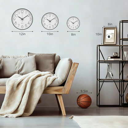 Wall Clock Non-Ticking Silent Modern Simple Style Round Decor Clock Stereoscopic Dial Quartz Wall Clocks for Home/Office/School/Living Room/Bedroom/Kitchen (Peach Pink, 8inch)