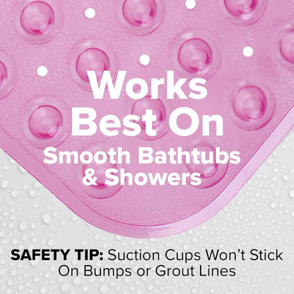 39x16 Extra Long Non Slip Bath Mat, Tub & Shower, Pink