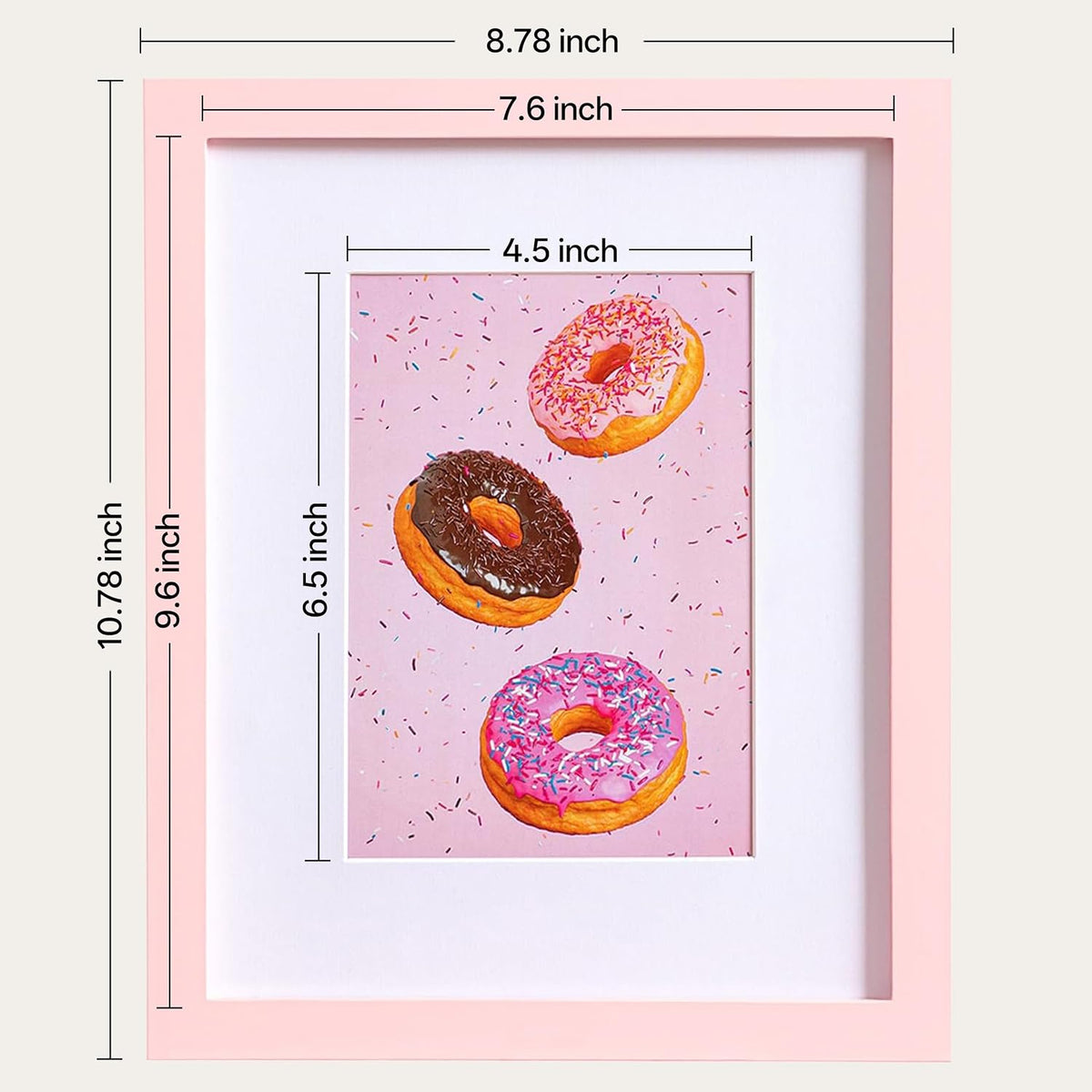 8x10 Picture Frame with 5x7 Mat, Pink, 1-Pack
