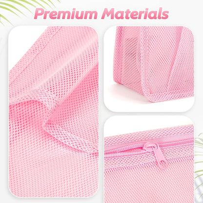 Mesh Shower Caddy Portable, Gym Travel Camp Dorm Room Essentials for Women and College Girl, Pink Bathroom Shower Bag