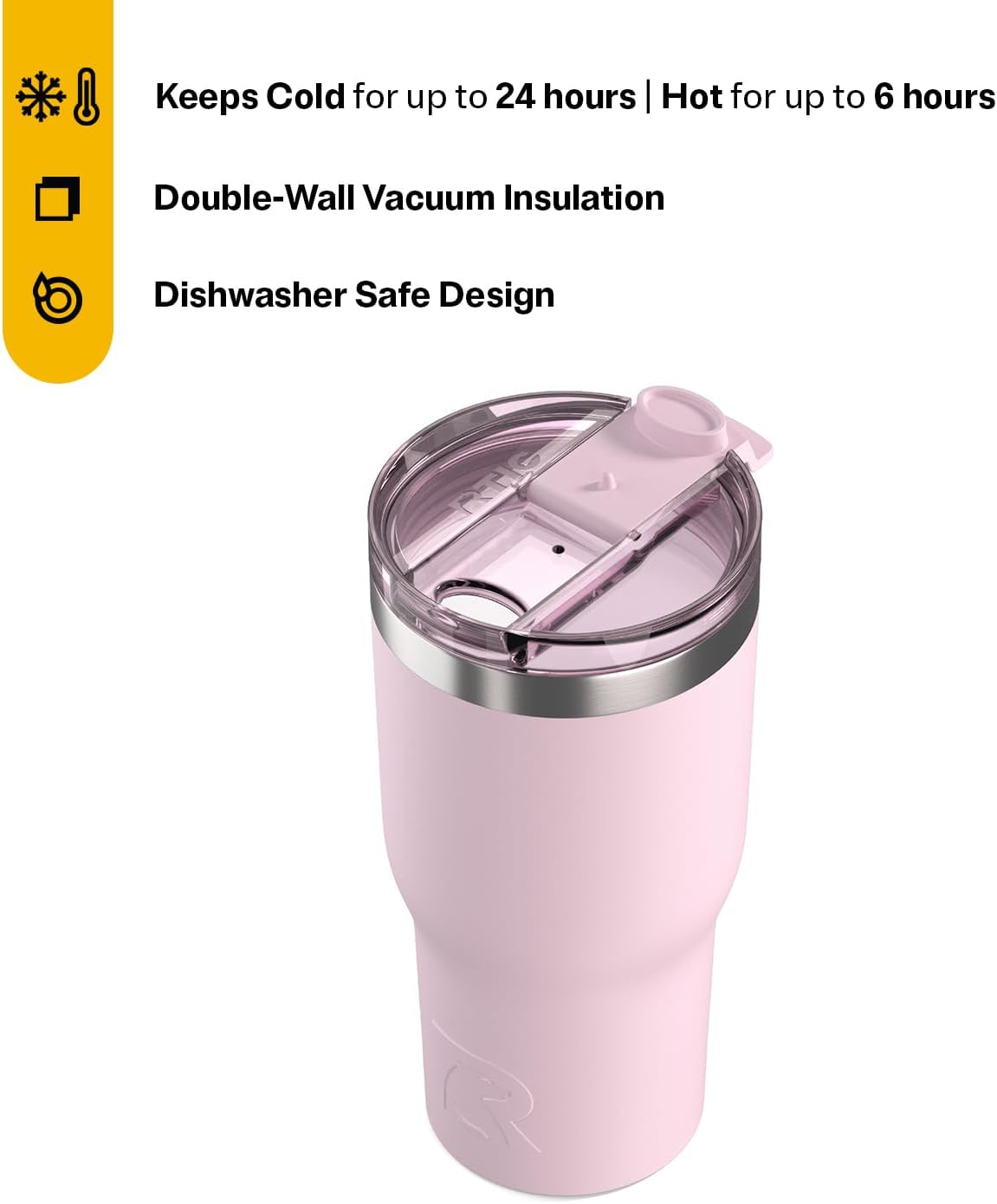 30oz Essential Tumbler with Lid, Ceramic Lined, Pale Pink