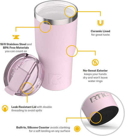 30oz Essential Tumbler with Lid, Ceramic Lined, Pale Pink