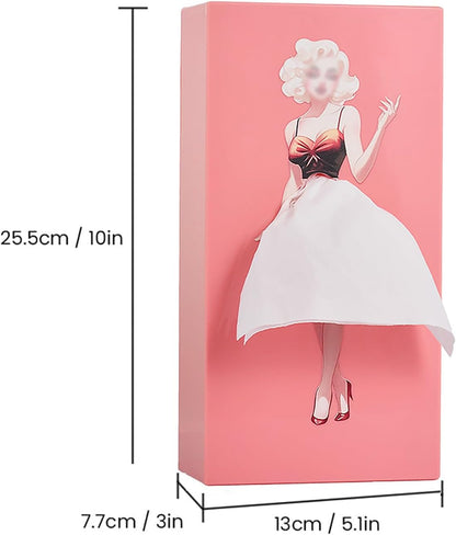 Girl's Long Skirt Tissue Box - Creative Cartoon Cover, Paper Dispenser for Home, Office, Car (Pink)