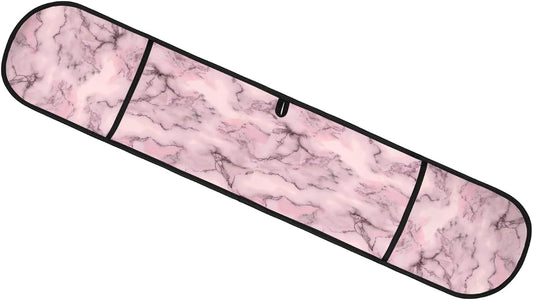 Double Oven Mitts Polyester 220°C/428°F Heat Resistant Oven Gloves with Loop BBQ Baking Cooking Kitchen, 35.4 * 7.5 in, Light Pink Marble Veins